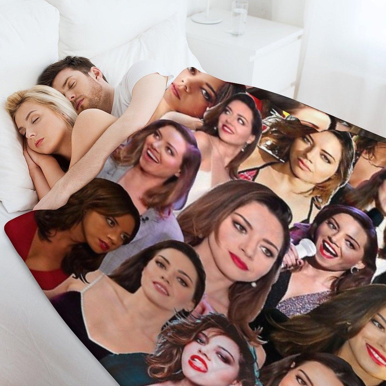 Aubrey Plaza Photo Collage Throw Blanket