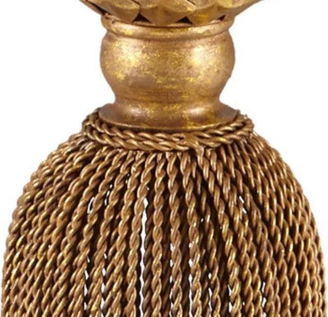 Italian Kay Gold Round Tassel Side Table with White Marble Top - Gifts for You 'n Me