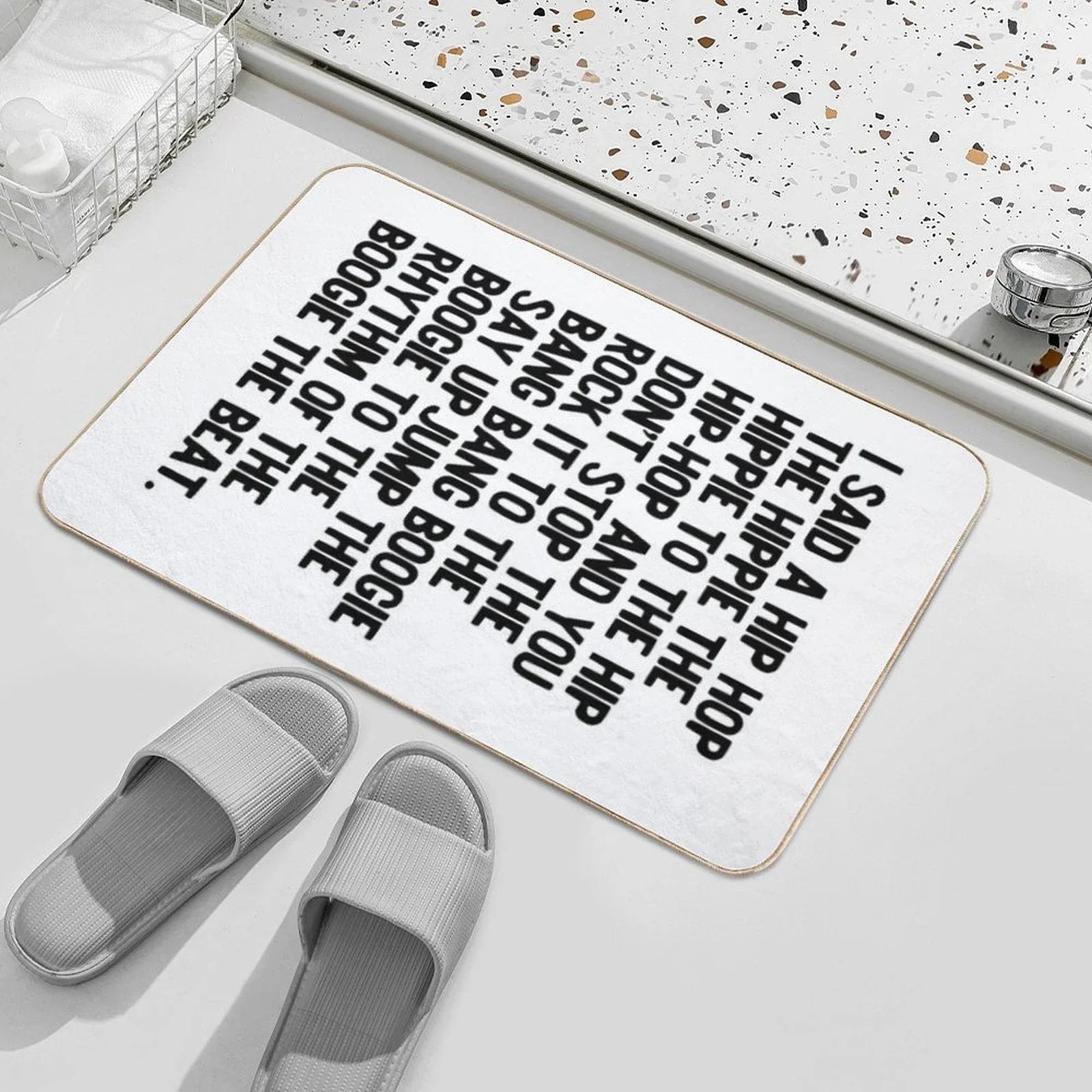 Rappers Delight - Sugar Hill Gang Lyric Art Music - Hip Hop Music Poster - Classic Rap Song - I Said A Hip Hop Bath Mat