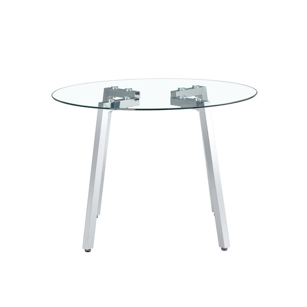 Modern minimalist circular tempered glass table for kitchen, dining and living room