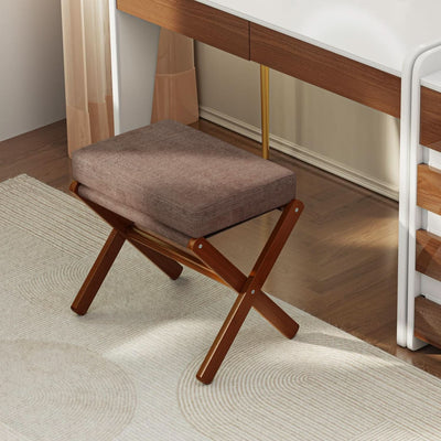 Espresso Brown Foldable Bamboo Footstool Dense Foam