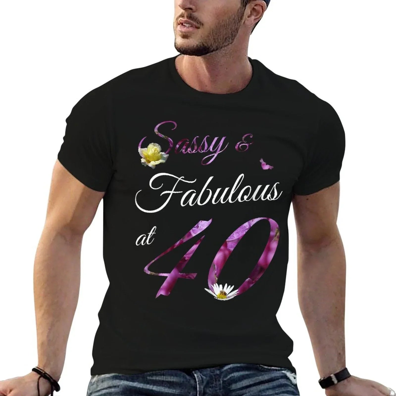 Womens 40 Year Old Sassy & Fabulous Floral 1985 40th Birthday Gift  Stretchy T-Shirt