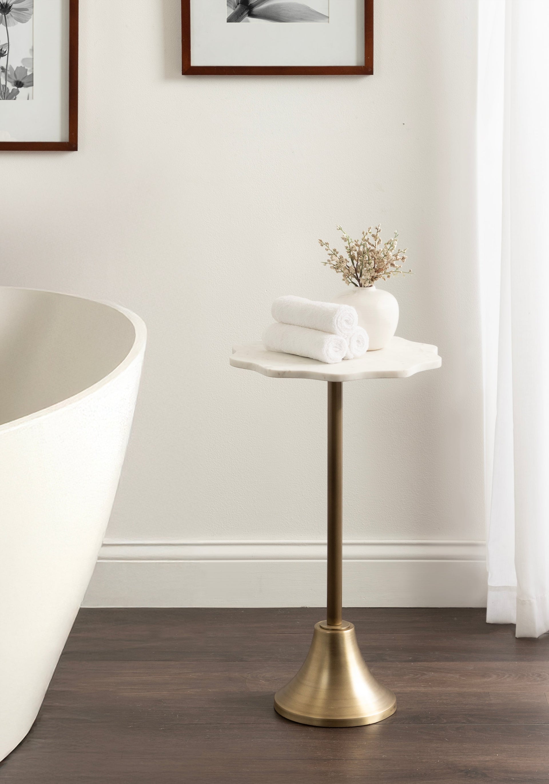 Sanzo Scalloped Marble and Metal Table