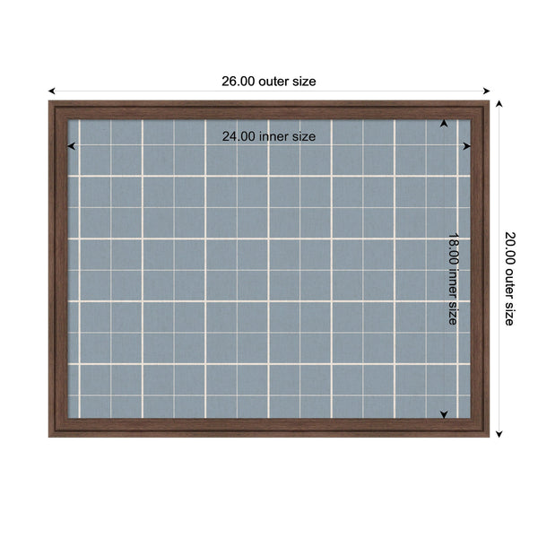 Framed Fabric Pinboard Light Blue Plaid Wall Organization