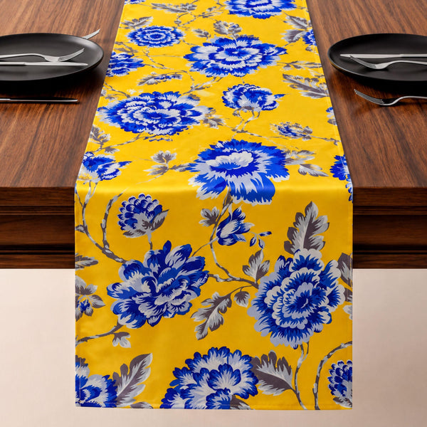 Yellow Blue Floral Table Runner – Printed