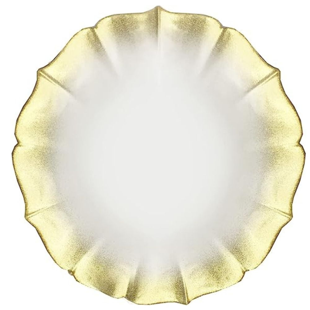 Contessa Gold Glitter Rim with Pearl White Glass Charger Plate 13