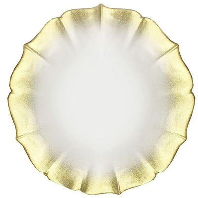 Contessa Gold Glitter Rim with Pearl White Glass Charger Plate 13