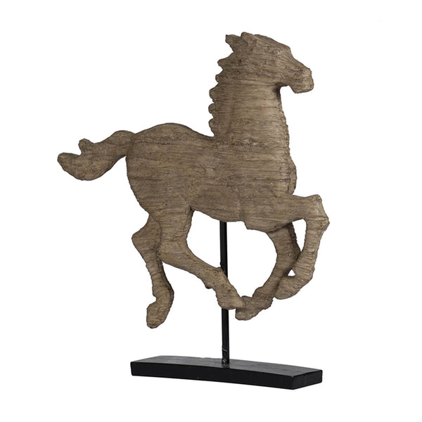 Antique Horse Statue on Stand — Defiance Spirited Horse Accent Sculpture