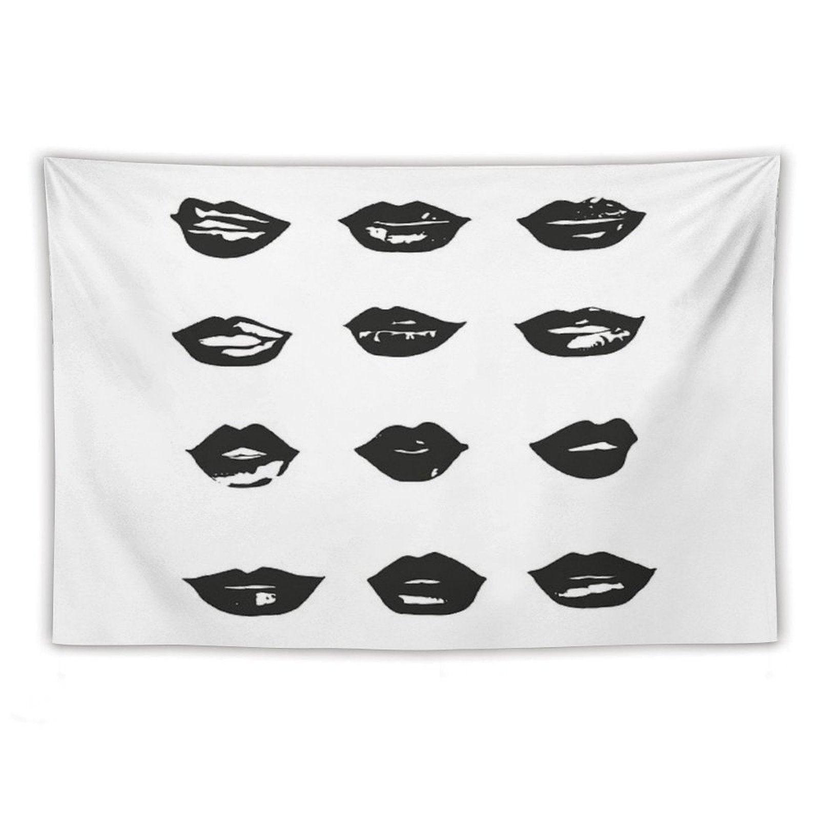 Kiss Kiss in Black And White Tapestry