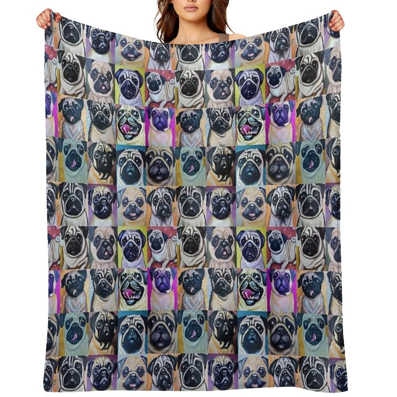 Pugs (Tiled Pattern) Eco-conscious Throw Blanket