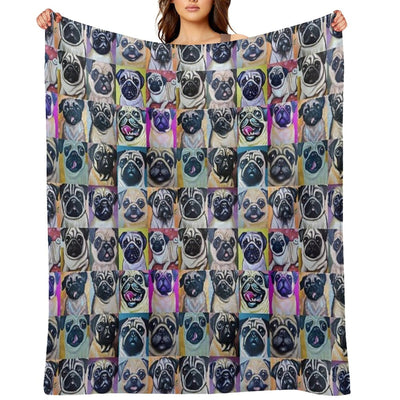 Pugs (Tiled Pattern) Eco-conscious Throw Blanket
