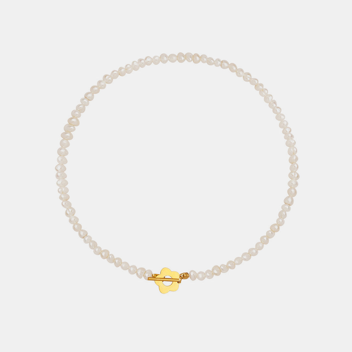 Gold Flower Pearl Chain Necklace