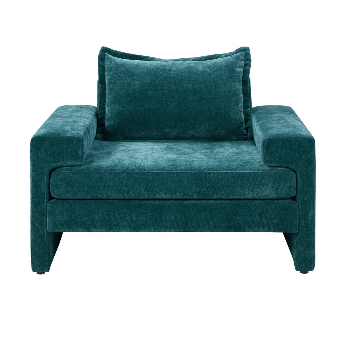 Oversized Green Chenille Accent Chair with Deep Seat & Plush Cushions