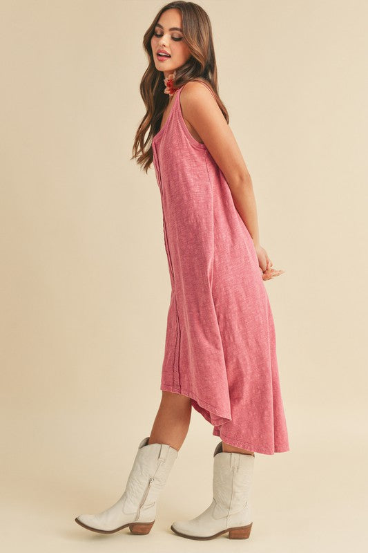 High-Low Hem Scoop Neck Midi Tank Comfortable Summer Dress For Women – Versatile, Stylish, and Comfortable for Every Occasion