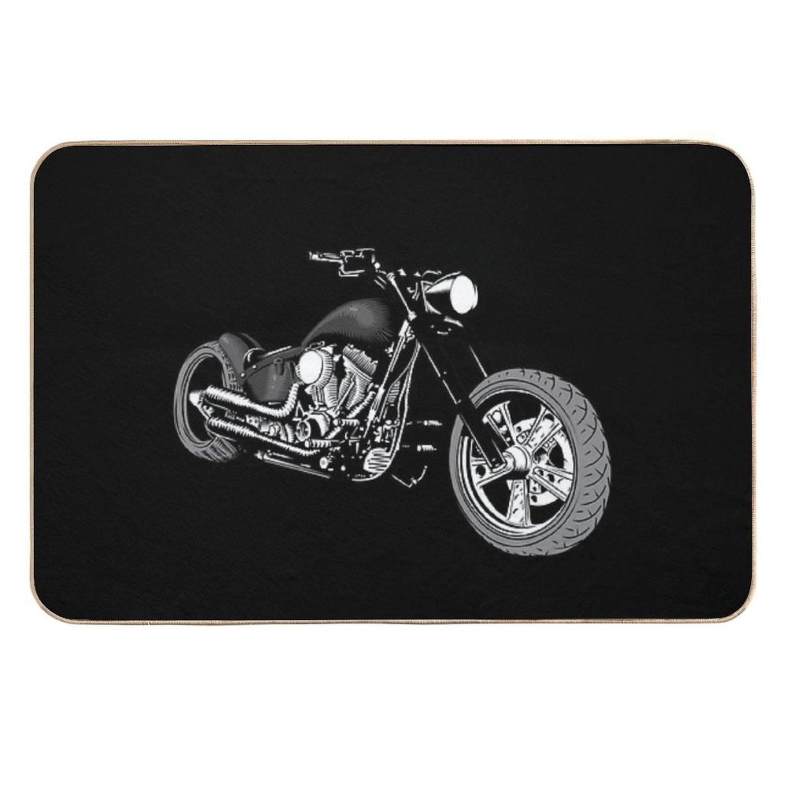 HD Softail Motorcycle, Grey And Black  Long-Lasting Bath Mat