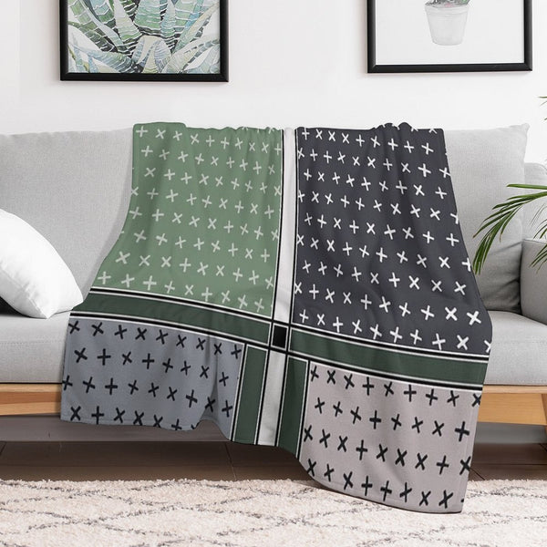 Colourful Geometric Triangles Sustainable Throw Blanket