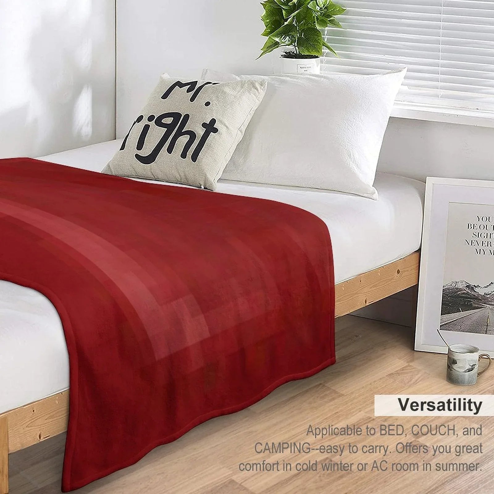 Red Bed Throw Blanket