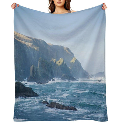 Cliffs at Port, Glencolmcille Throw Blanket
