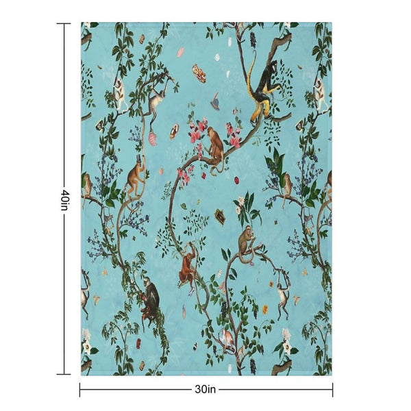 Monkey World Aqua Compact Throw Blanket