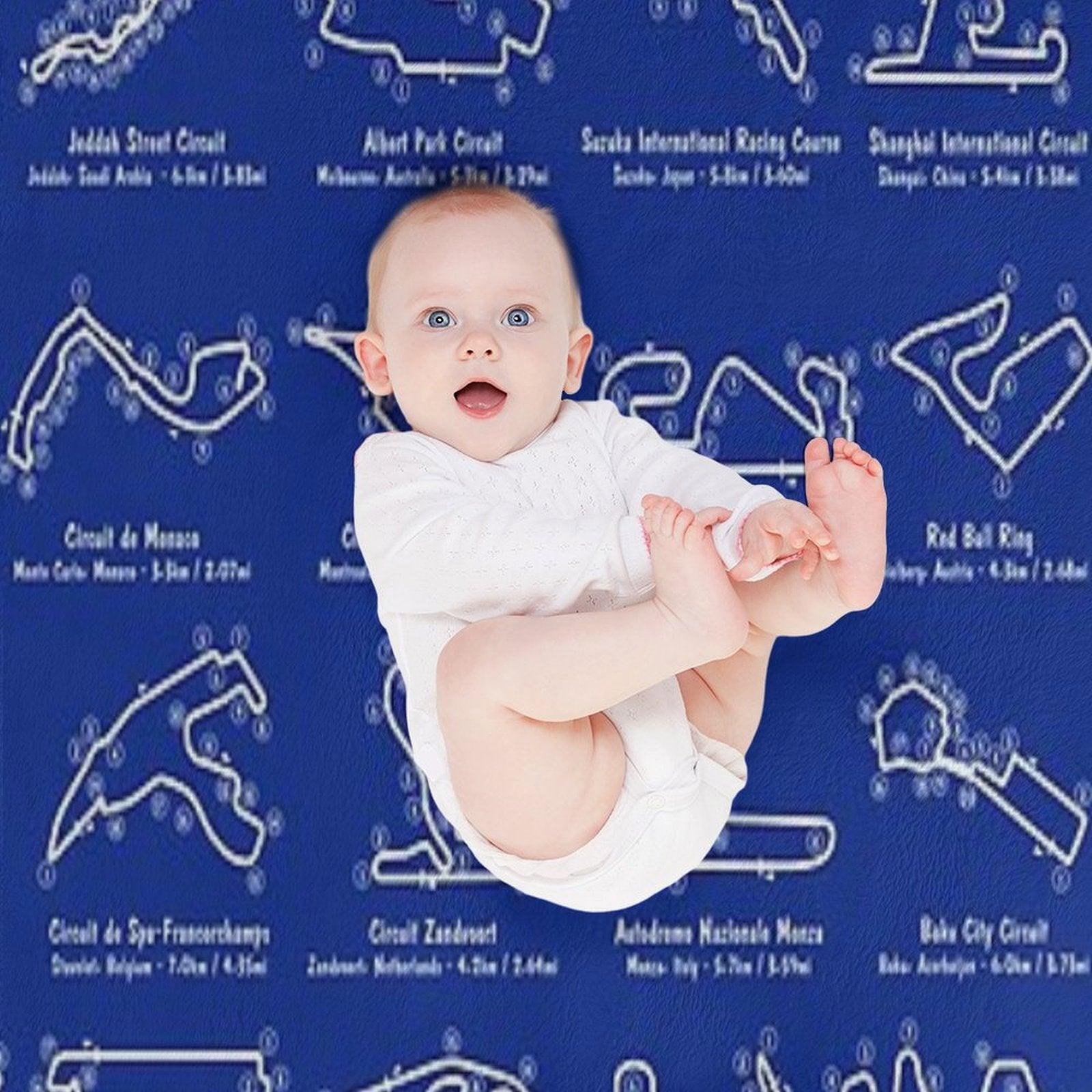 F1 Race Tracks  (White Stencil-No Background) Throw Blanket
