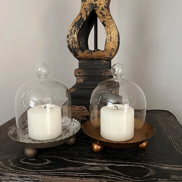 Cloche Candle Holder with Metal Plate