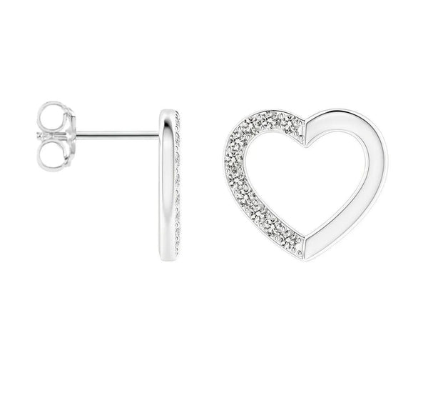 Solid 925 Sterling Silver Pave Heart Studs - Gifts for You 'n Me