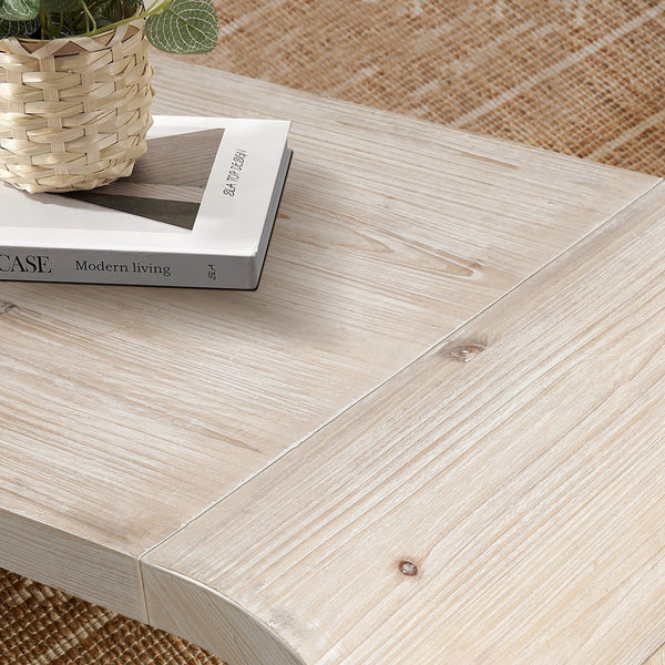 Farmhouse Vintage Crafts Coffee Table,Curved Art Deco Design, Easy Assembly, 48' W x 24' D x 18'(Natural Wood Washed)