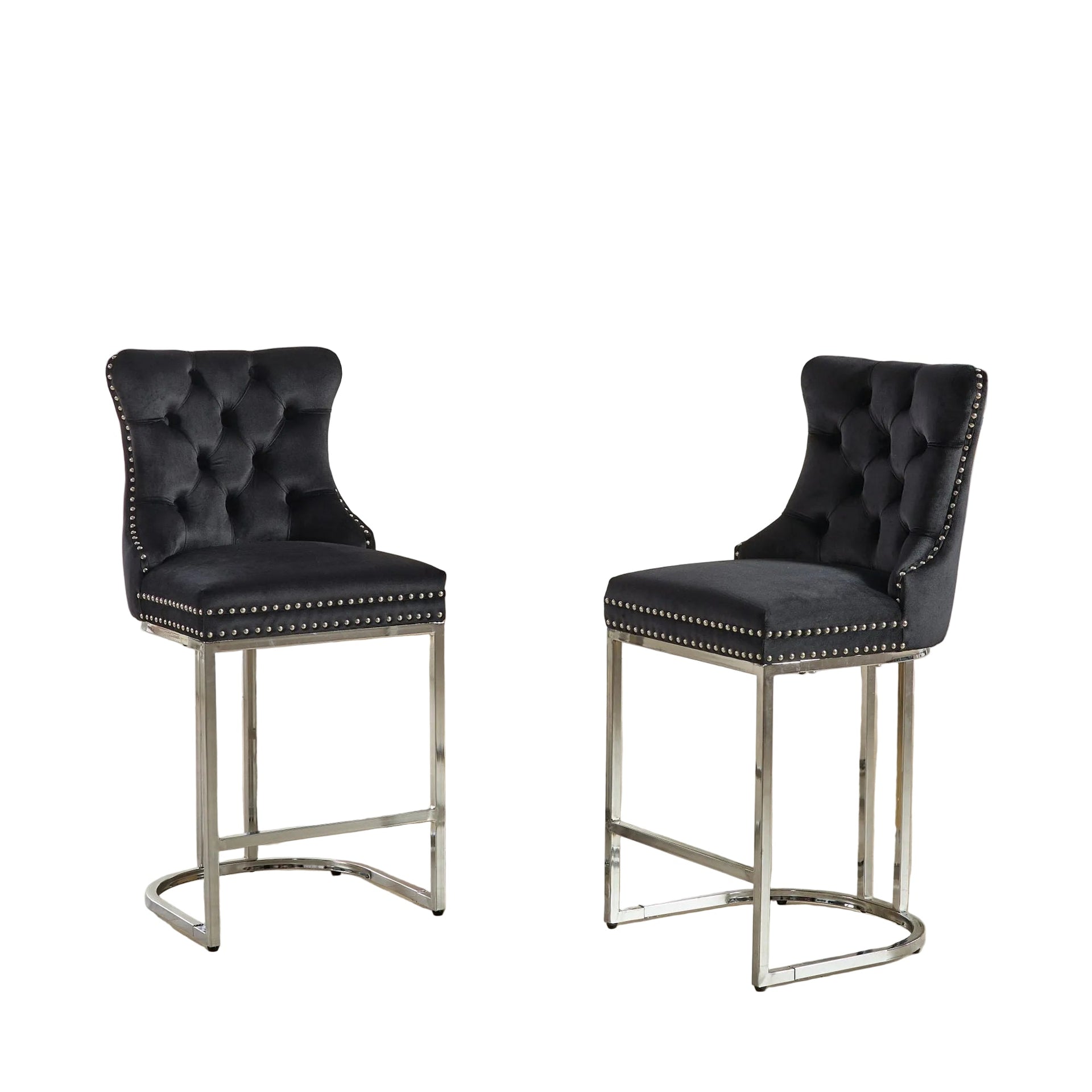 Set of 2 Modern Velvet Barstools