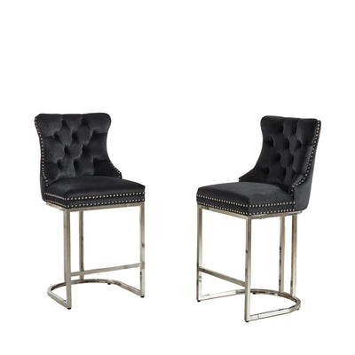 Set of 2 Modern Velvet Barstools
