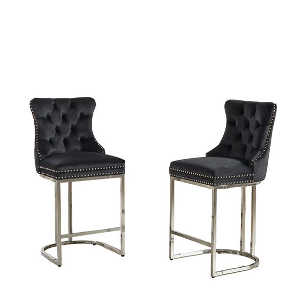 Set of 2 Modern Velvet Barstools