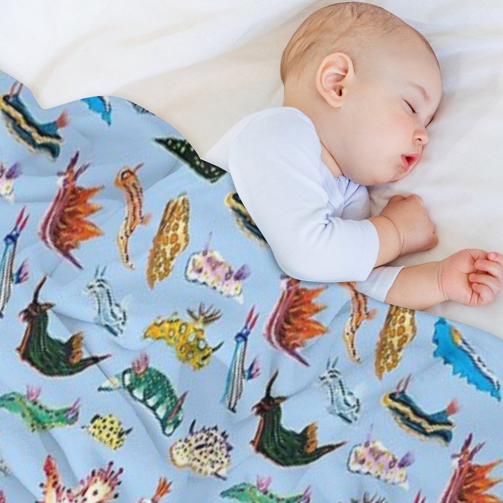 NUDIBRANCHIA (light Blue) Sustainable Throw Blanket