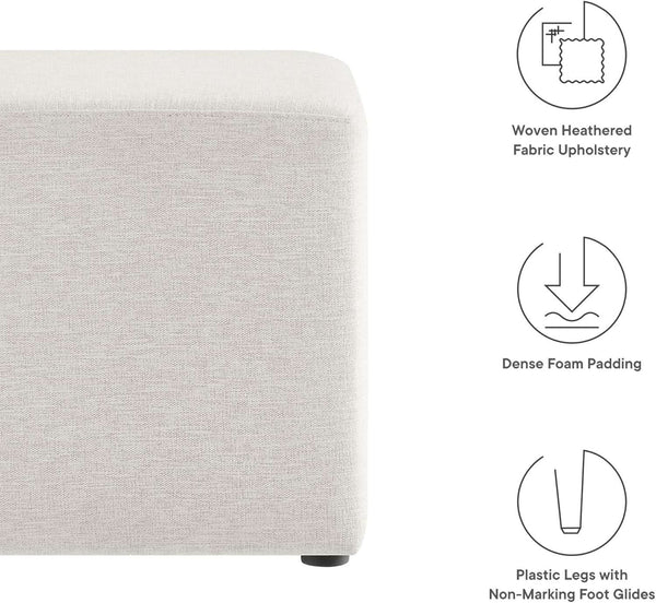 Callum 17 Inch Ivory Square Hand crafted Textured Woven Ottoman