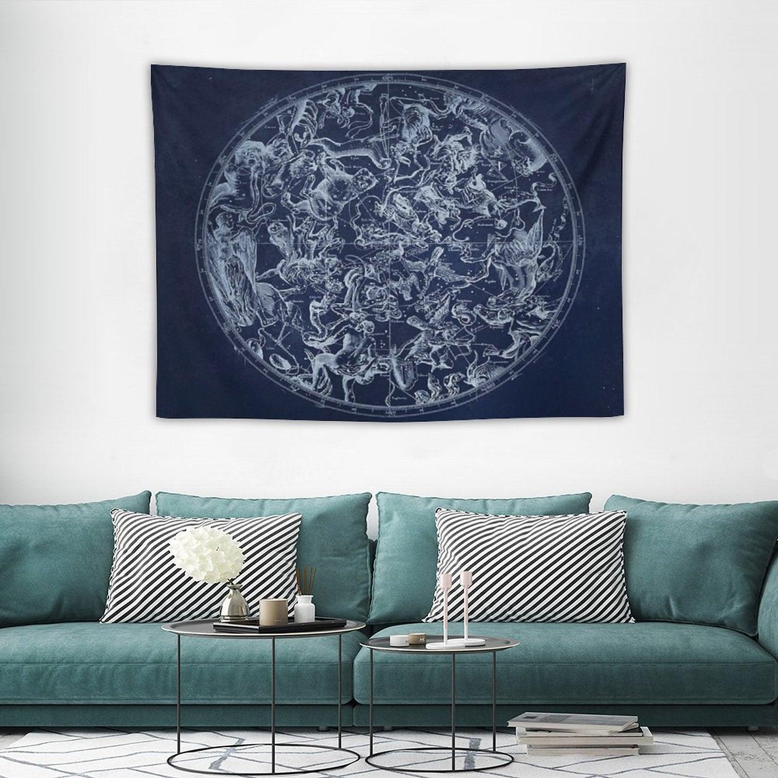Vintage Constellations & Astrological Signs  White Tapestry