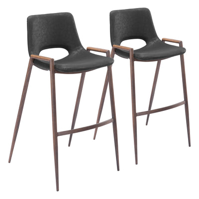 Desi Barstool (Set of 2) Black & Walnut