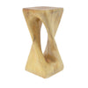 Twist Shape End Table in Wood Like Texture and Natural Color