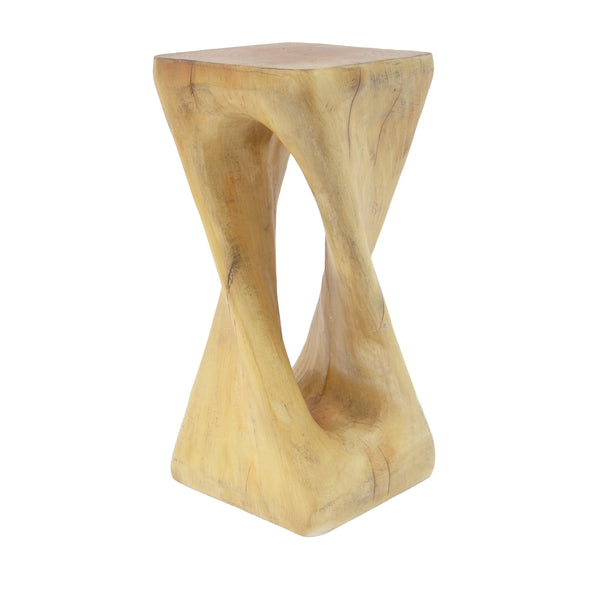Twist Shape End Table in Wood Like Texture and Natural Color