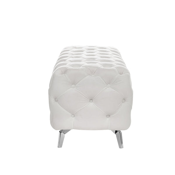 Button-Tufted Ottoman Bench, Upholstered Velvet Footrest Stool Accent Bench for Entryway Living Room Bedroom.