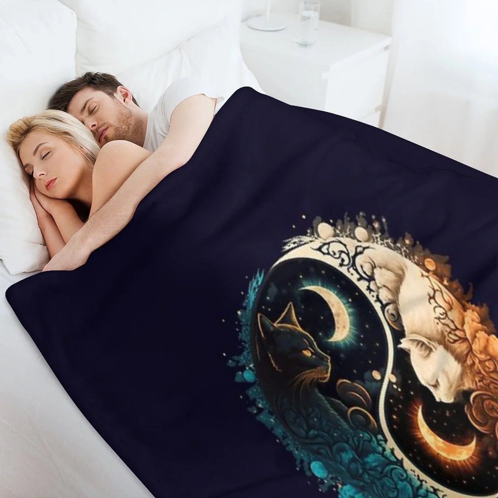 Cat Yin Yang Throw Blanket