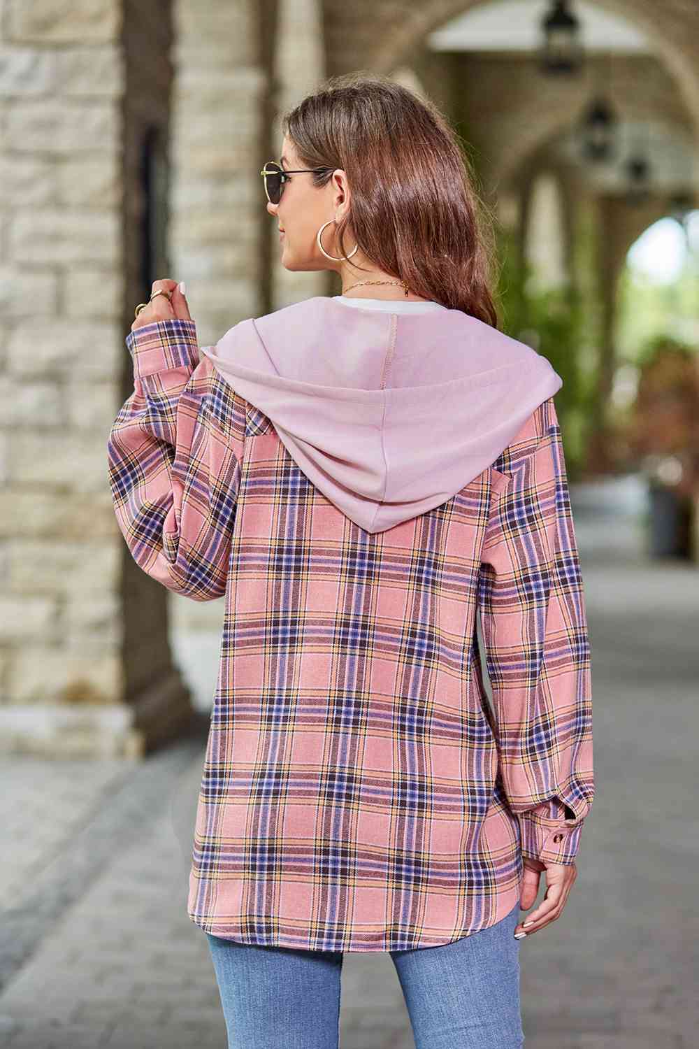 Modern Women Plaid Long Sleeve Hooded Jacket Stylish & Comfortable Outerwear For Winter And Autumn