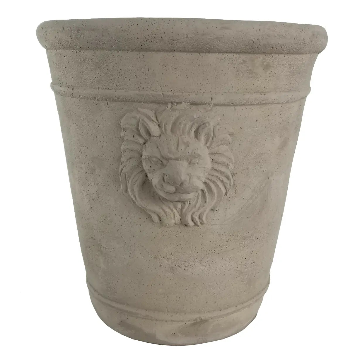 Tall Cement Lion Head Pot