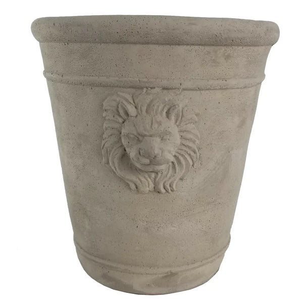 Tall Cement Lion Head Pot
