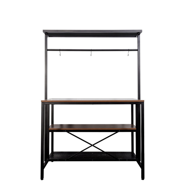 kitchen Island, Bakers Rack, Island Table for Kitchen,3 Tier Microwave Stand Oven Shelf with Storage, Storage Shelf for Kitchen Dining Room Living Room,3 Hooks