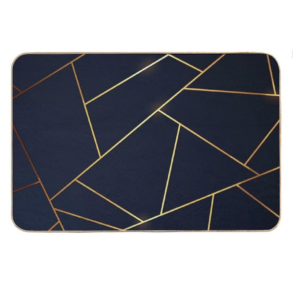 Geometric Navy Gold Stone Bath Mat