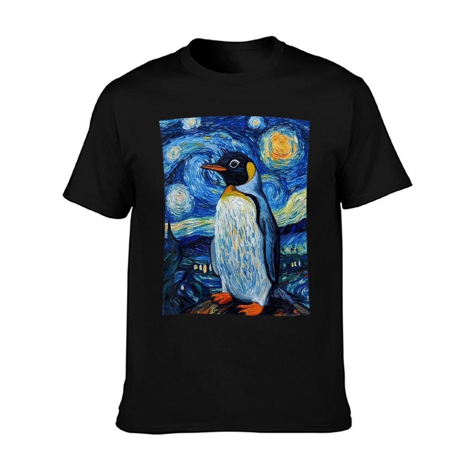 Penguin Bird - Van Gogh Style - Starry Night T-Shirt