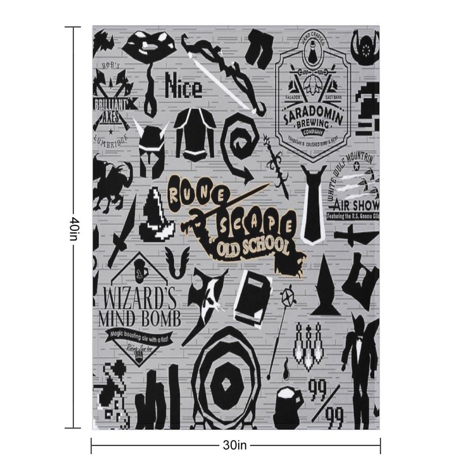 Old School Iconic Silhouette Images Desk Mat OSRS Throw Blanket