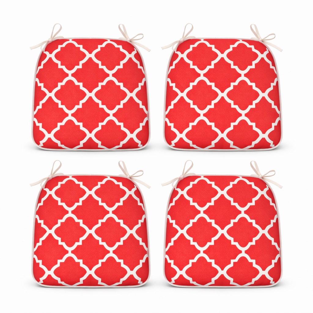 Outdoor Chair Cushions with Straps - Set of 4, Plaid