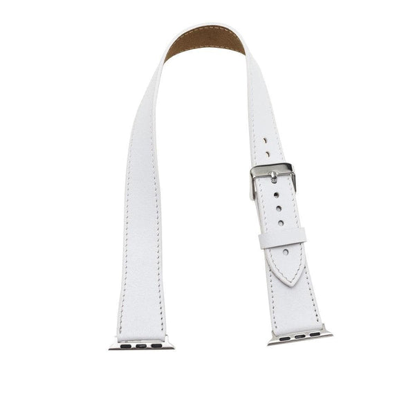 Luxury Double Wrap White Leather Apple Watch Band - San Diego