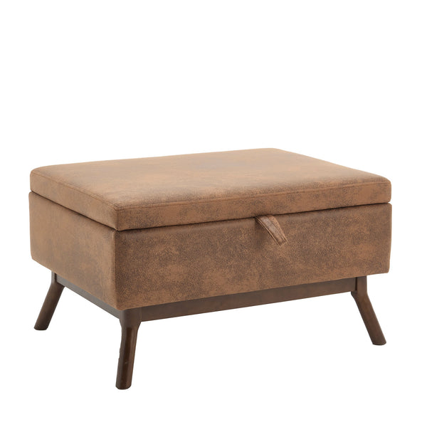 Mid-century modern square coffee table storage bench, assembled, suitable for living room, entryway and family room, used as a coffee table, stirrups, shoe bench