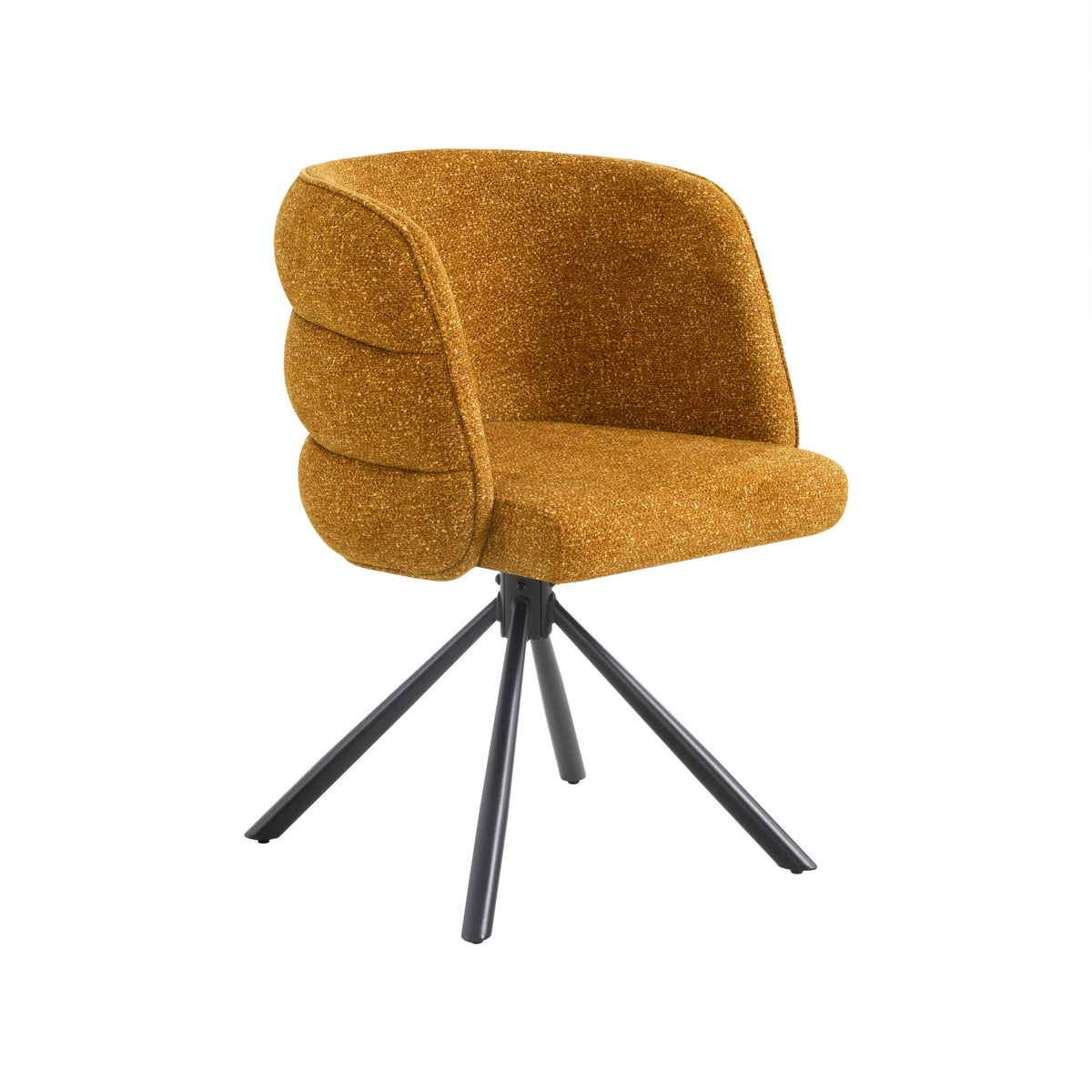Modern 270° Swivel Upholstered Desk Chairs Set of 2 in Orange, Chenille Fabric with Metal Base for Home Office, Bedroom, Or Living Room