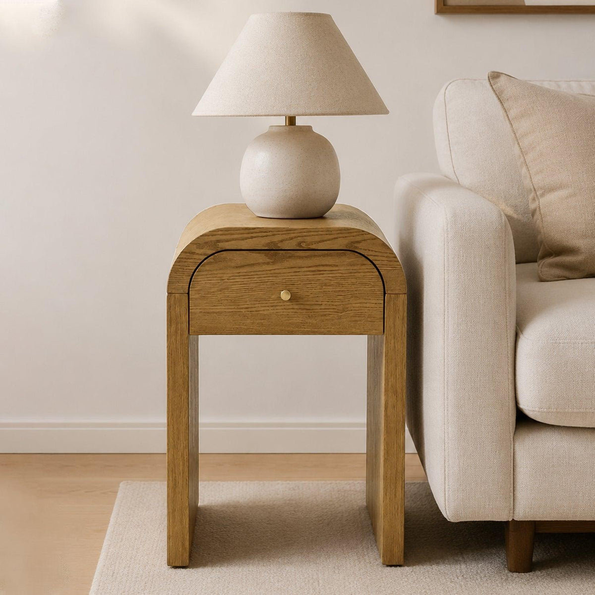 Curved Bedside Side Table